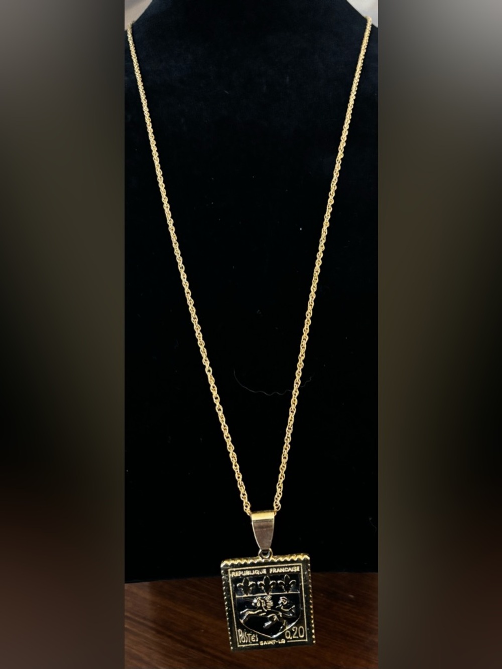 Vintage Joan Rivers "French Postage Stamp" Enamel Necklace